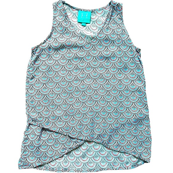 Escapada Cross Hem Scallop Dot Sleeveless Top Size Small - Picture 2 of 9